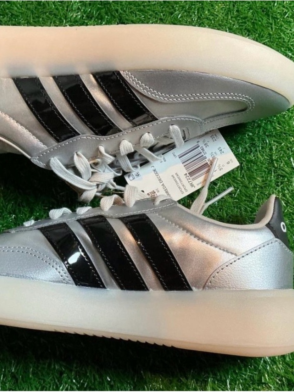 adidas Barreda Decode Silver Sneakers with Black Stripes